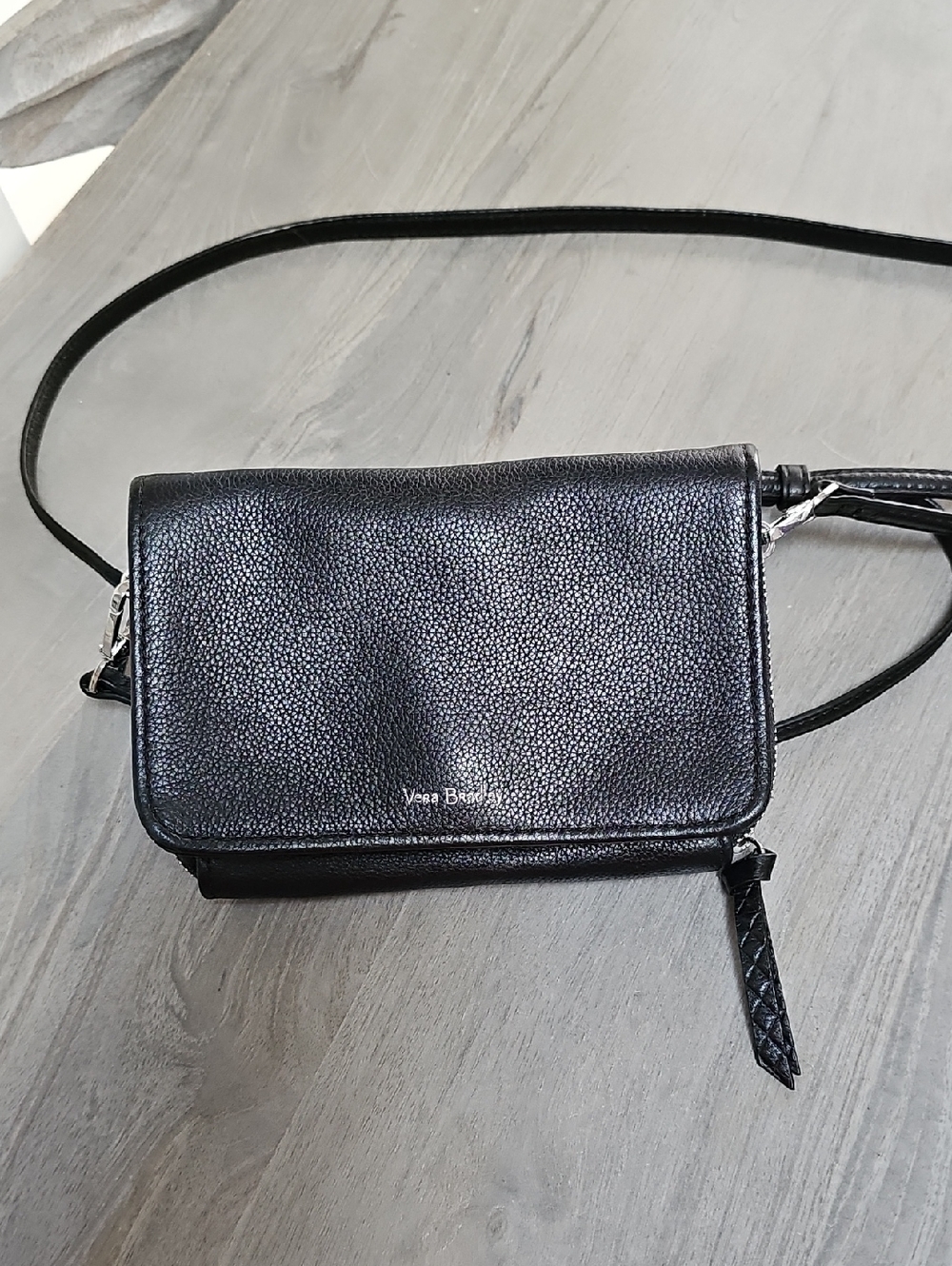 Vera Bradley Black Pebbled Crossbody Wallet Bag